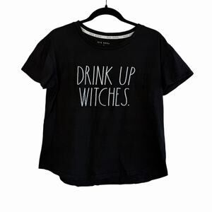 Rae Dunn Womens "Drink Up Witches" Black TShirt M Girls Weekend Halloween Witchy
